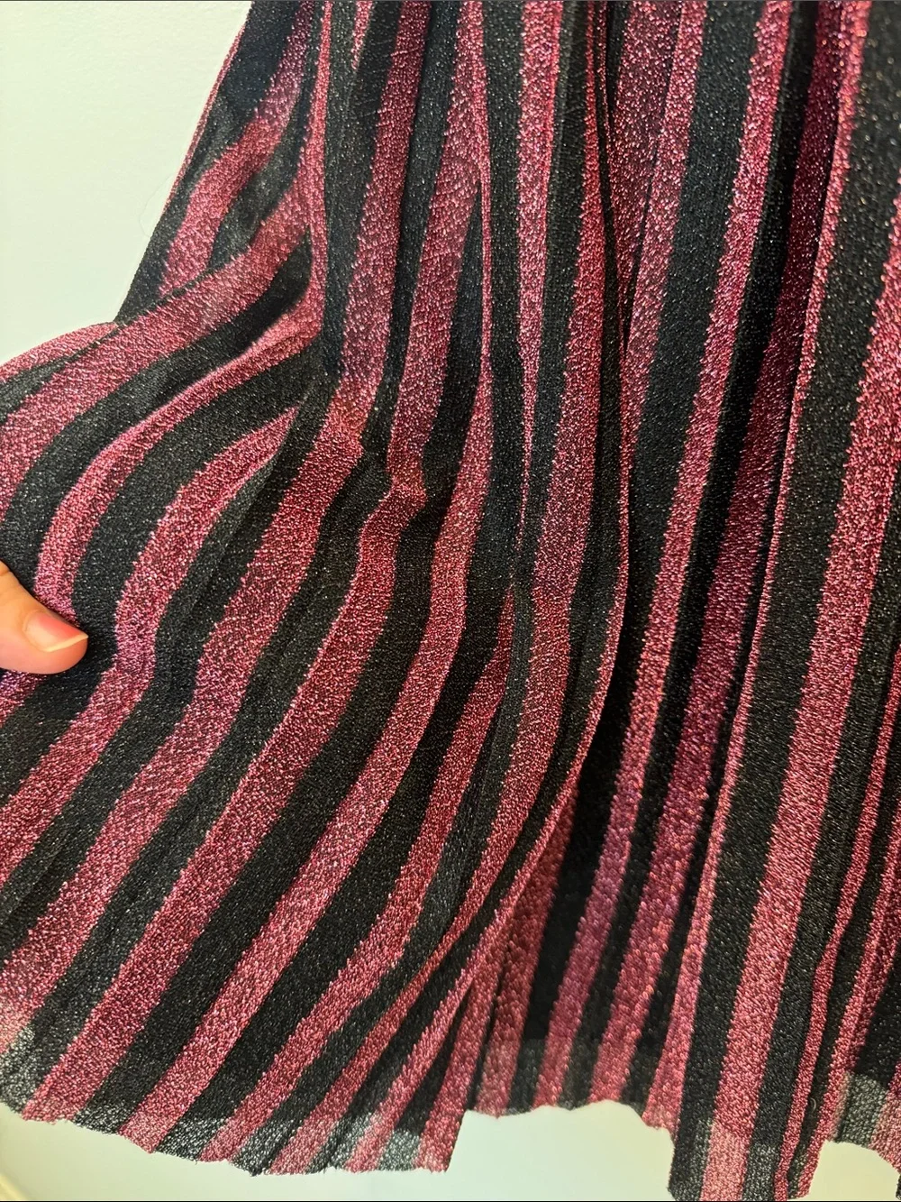 Crewcuts Pink and Black Glitter Stripe Skirt with Gold Waistband
